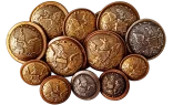 General Staff Buttons — antique gold and silver eagle button collection